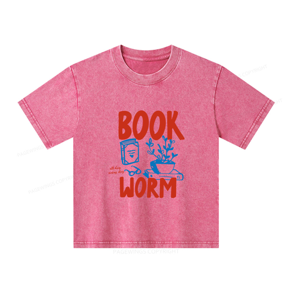 Pagewings Bookworm Unisex Kids Washed T-shirt