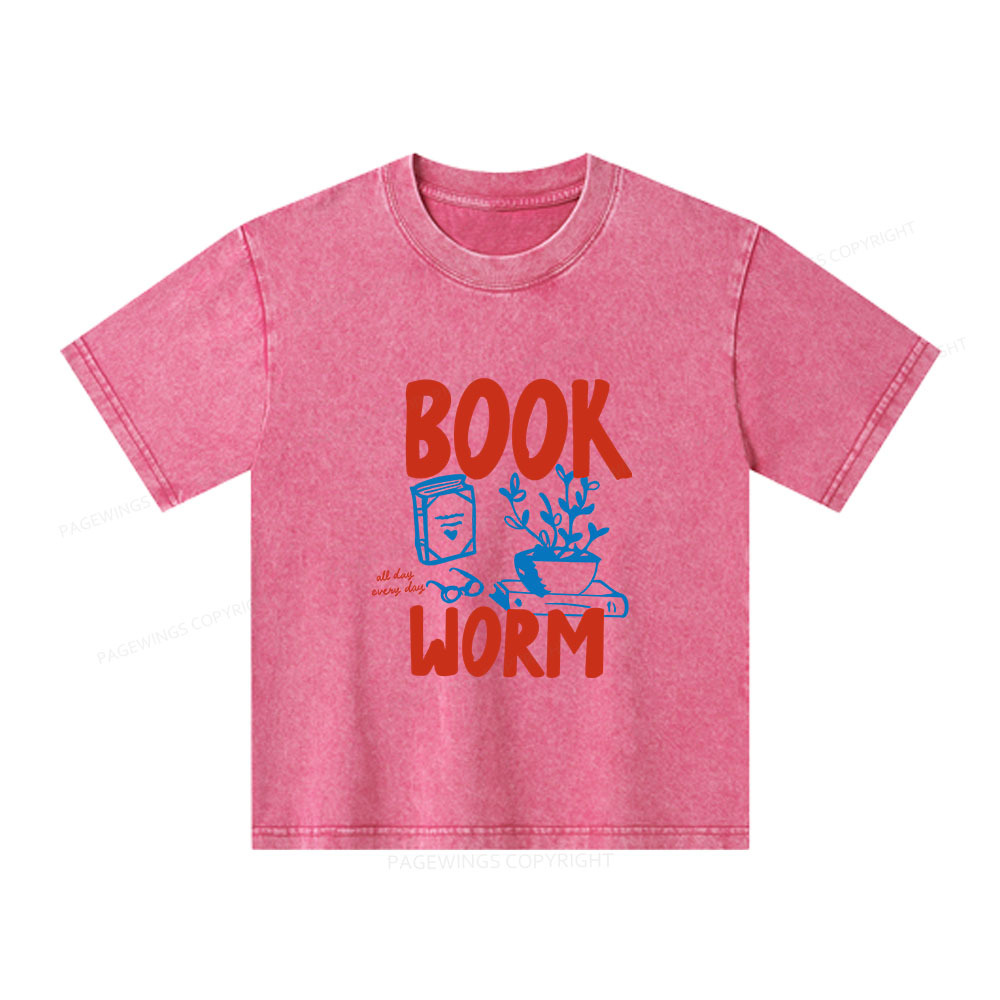 Pagewings Bookworm Unisex Kids Washed T-shirt