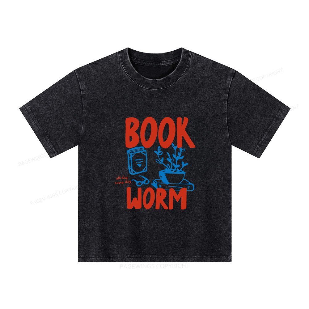 Pagewings Bookworm Unisex Kids Washed T-shirt