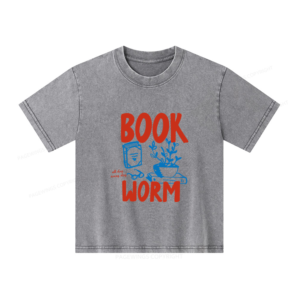 Pagewings Bookworm Unisex Kids Washed T-shirt
