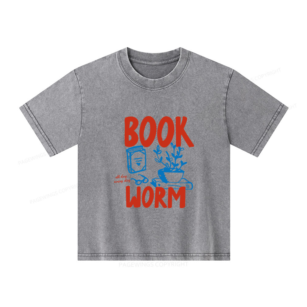 Pagewings Bookworm Unisex Kids Washed T-shirt