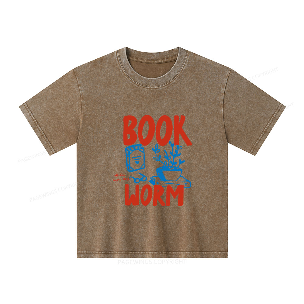 Pagewings Bookworm Unisex Kids Washed T-shirt
