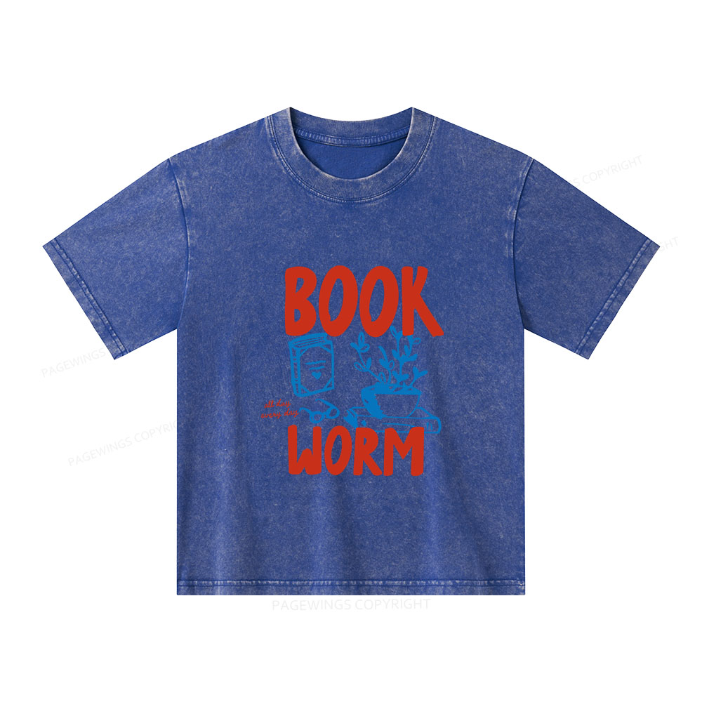 Pagewings Bookworm Unisex Kids Washed T-shirt