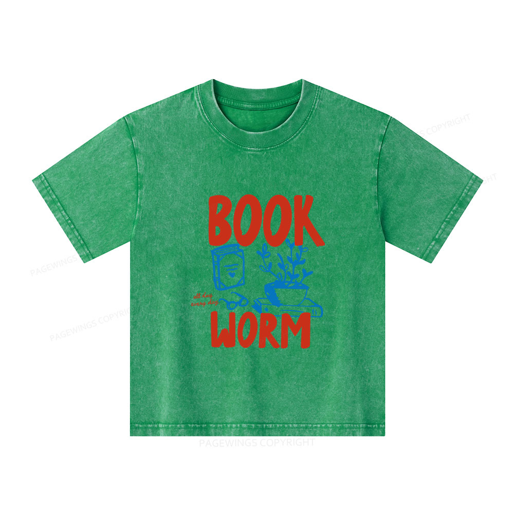 Pagewings Bookworm Unisex Kids Washed T-shirt