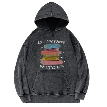 Pagewings So Many Books So Little Time Unisex Washed Hoodie
