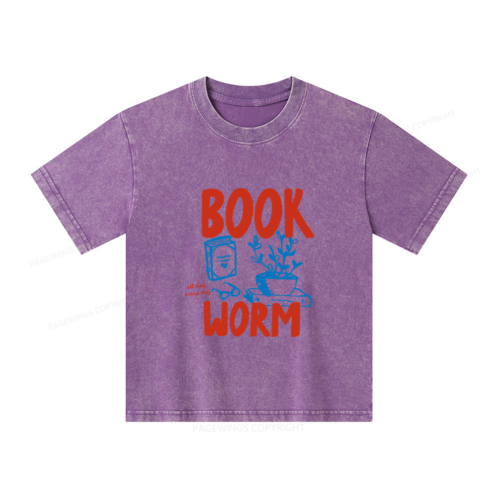 Pagewings Bookworm Unisex Kids Washed T-shirt