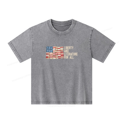 Pagewings Liberty And Literature For All Unisex Kids Washed T-shirt