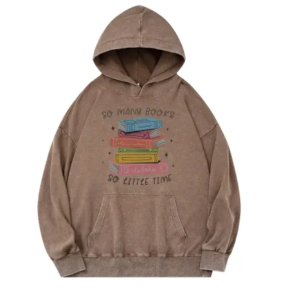 Pagewings So Many Books So Little Time Unisex Washed Hoodie