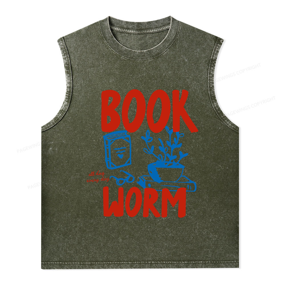Pagewings Bookworm Unisex Washed Tank Top