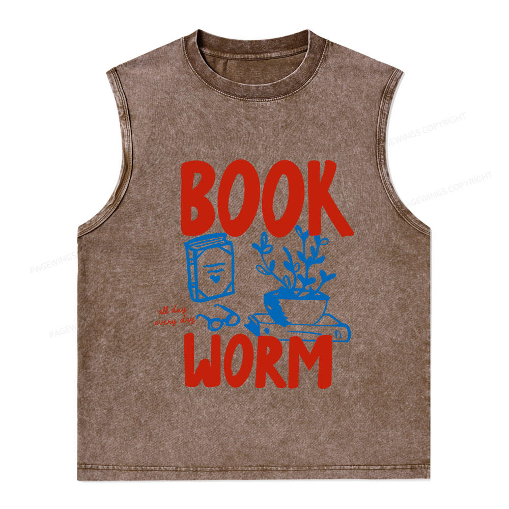 Pagewings Bookworm Unisex Washed Tank Top
