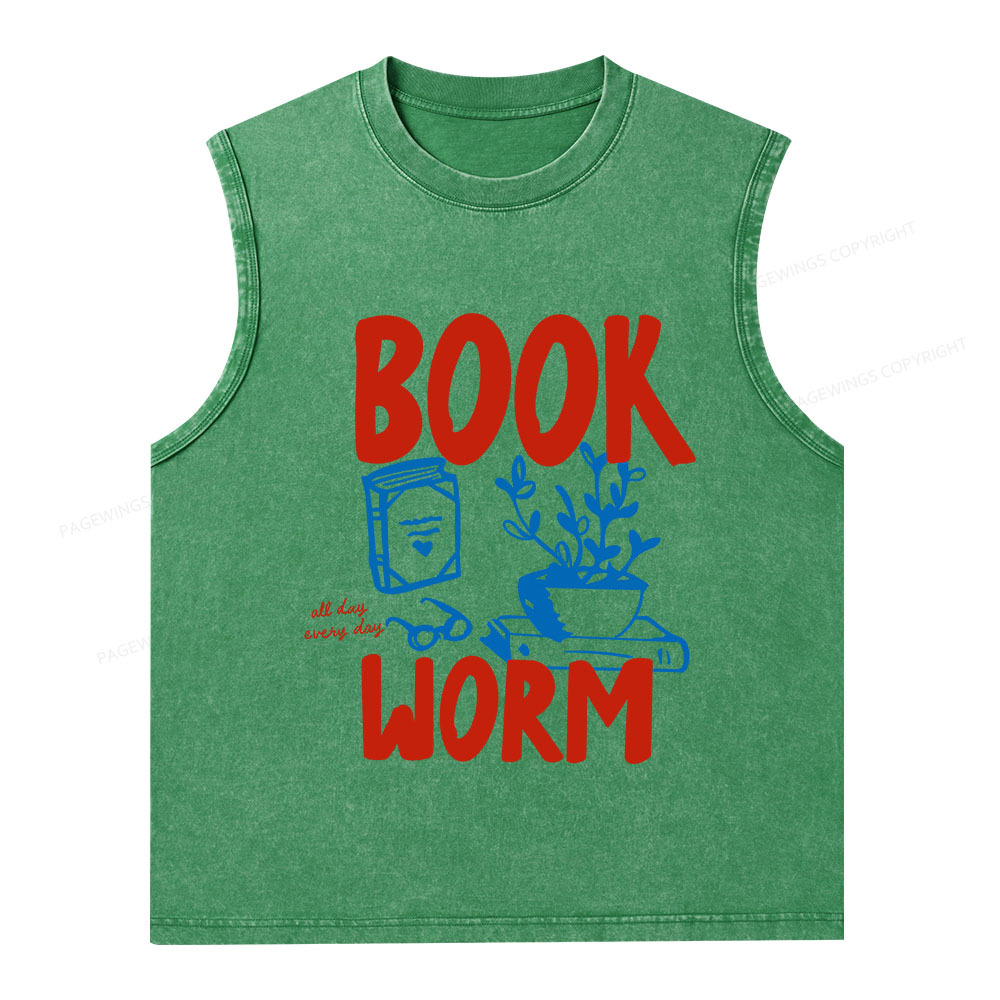 Pagewings Bookworm Unisex Washed Tank Top