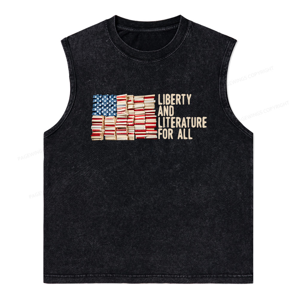 Pagewings Liberty And Literature For All Unisex Washed Tank Top