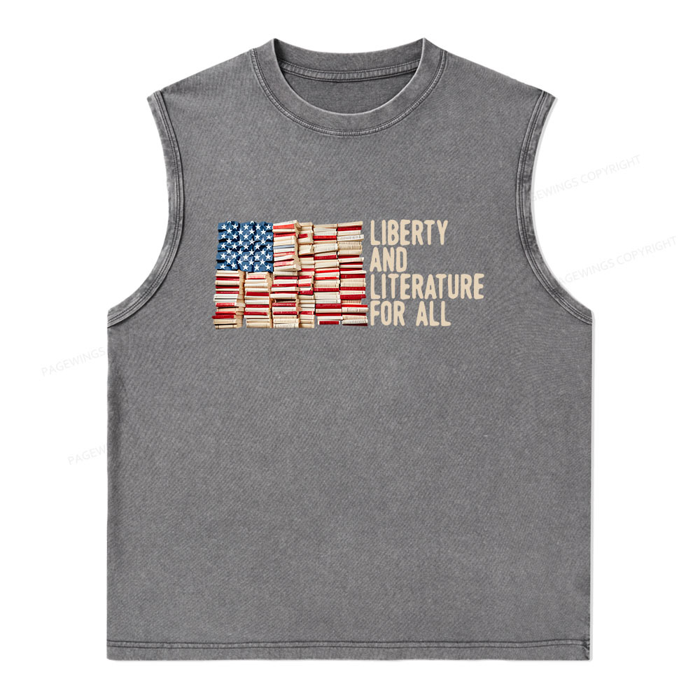 Pagewings Liberty And Literature For All Unisex Washed Tank Top