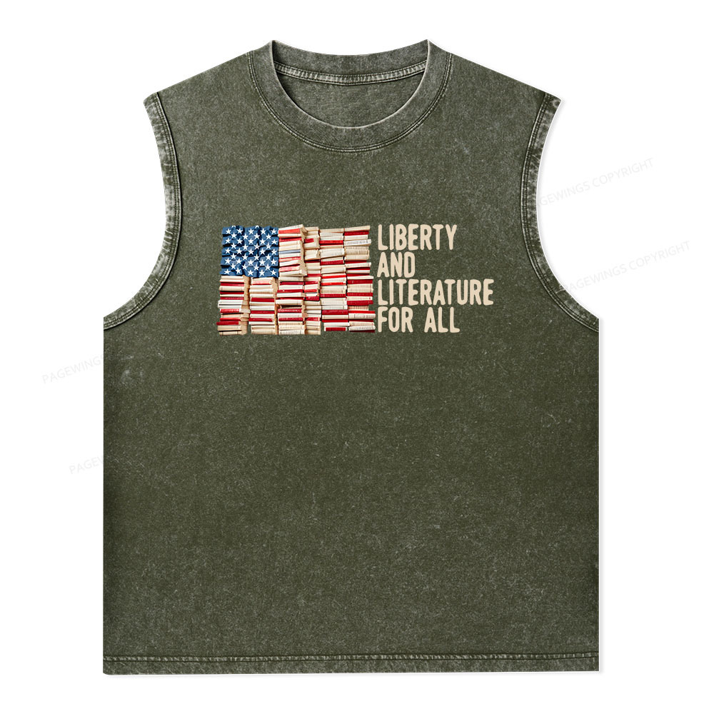 Pagewings Liberty And Literature For All Unisex Washed Tank Top