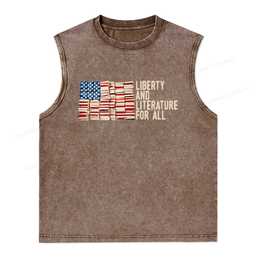 Pagewings Liberty And Literature For All Unisex Washed Tank Top