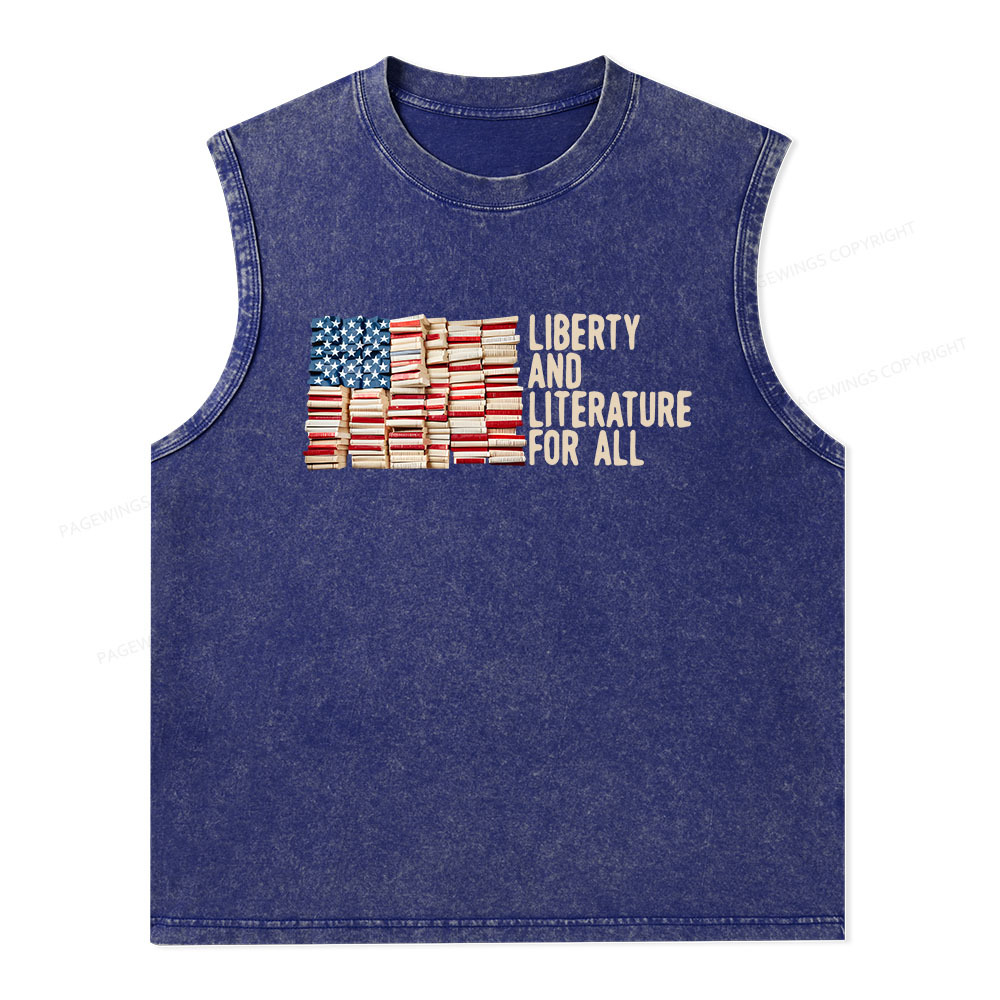 Pagewings Liberty And Literature For All Unisex Washed Tank Top
