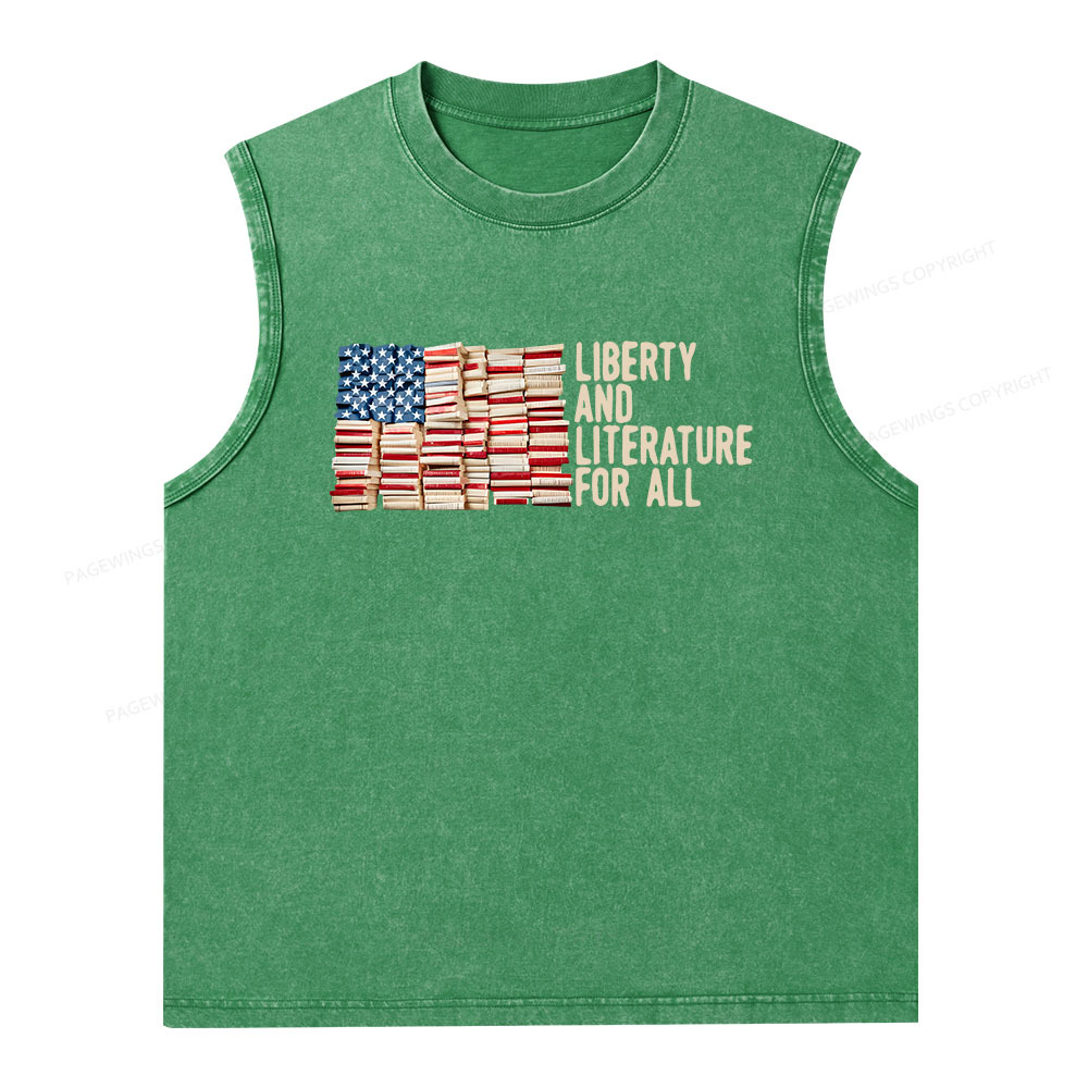 Pagewings Liberty And Literature For All Unisex Washed Tank Top
