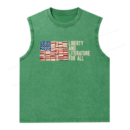 Pagewings Liberty And Literature For All Unisex Washed Tank Top