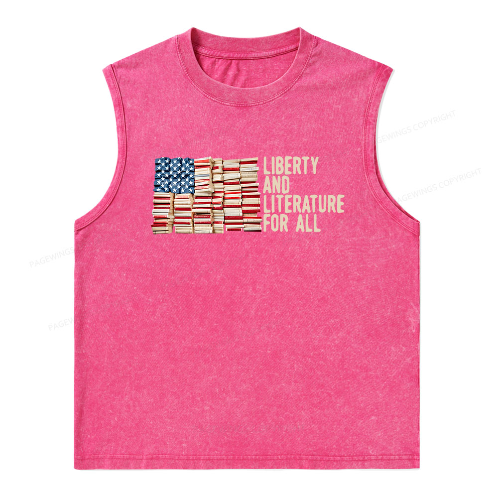 Pagewings Liberty And Literature For All Unisex Washed Tank Top