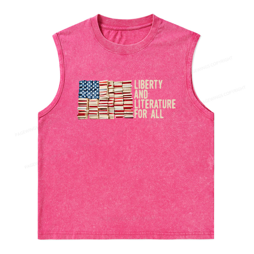 Pagewings Liberty And Literature For All Unisex Washed Tank Top