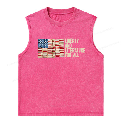 Pagewings Liberty And Literature For All Unisex Washed Tank Top