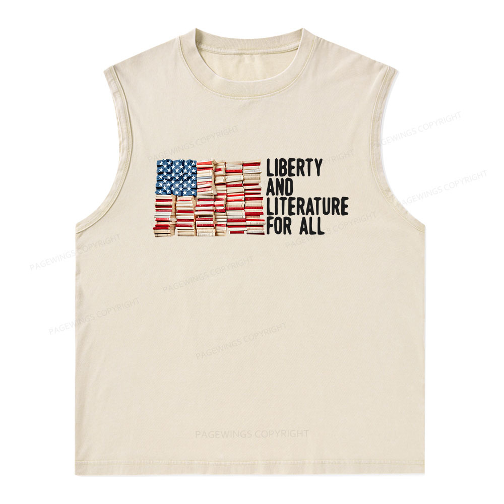 Pagewings Liberty And Literature For All Unisex Washed Tank Top