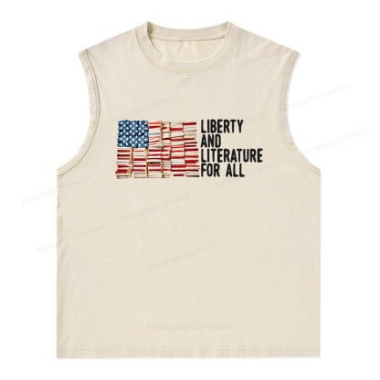 Pagewings Liberty And Literature For All Unisex Washed Tank Top