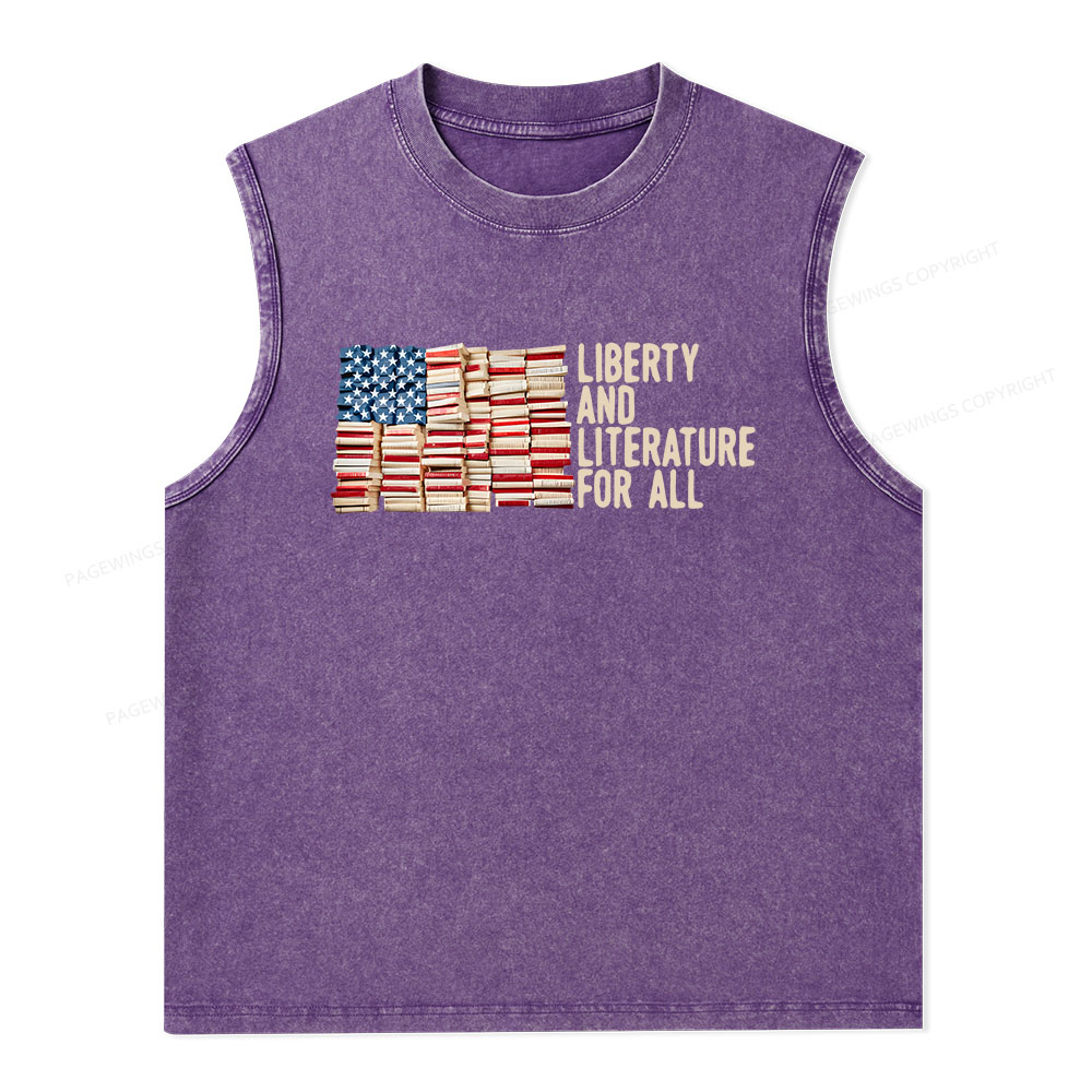 Pagewings Liberty And Literature For All Unisex Washed Tank Top