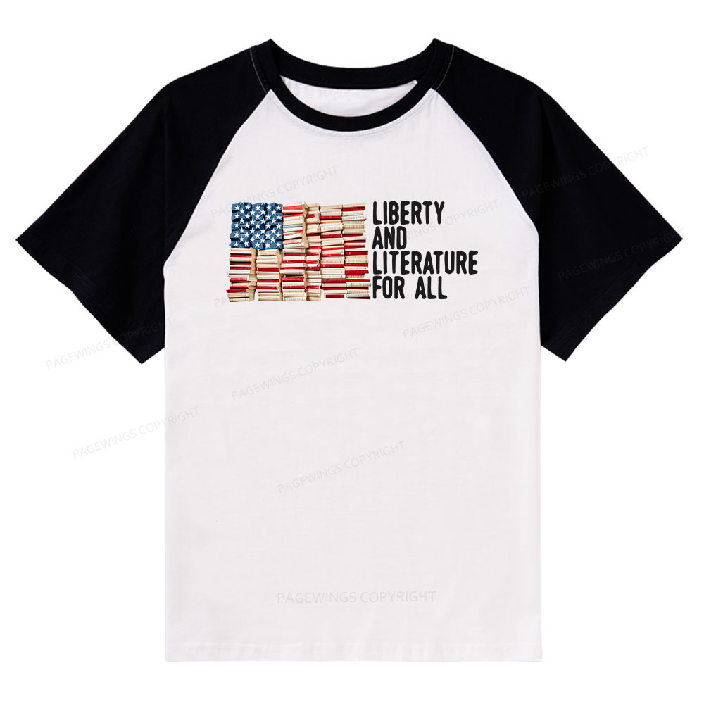 Pagewings Liberty And Literature For All Raglan T-shirt