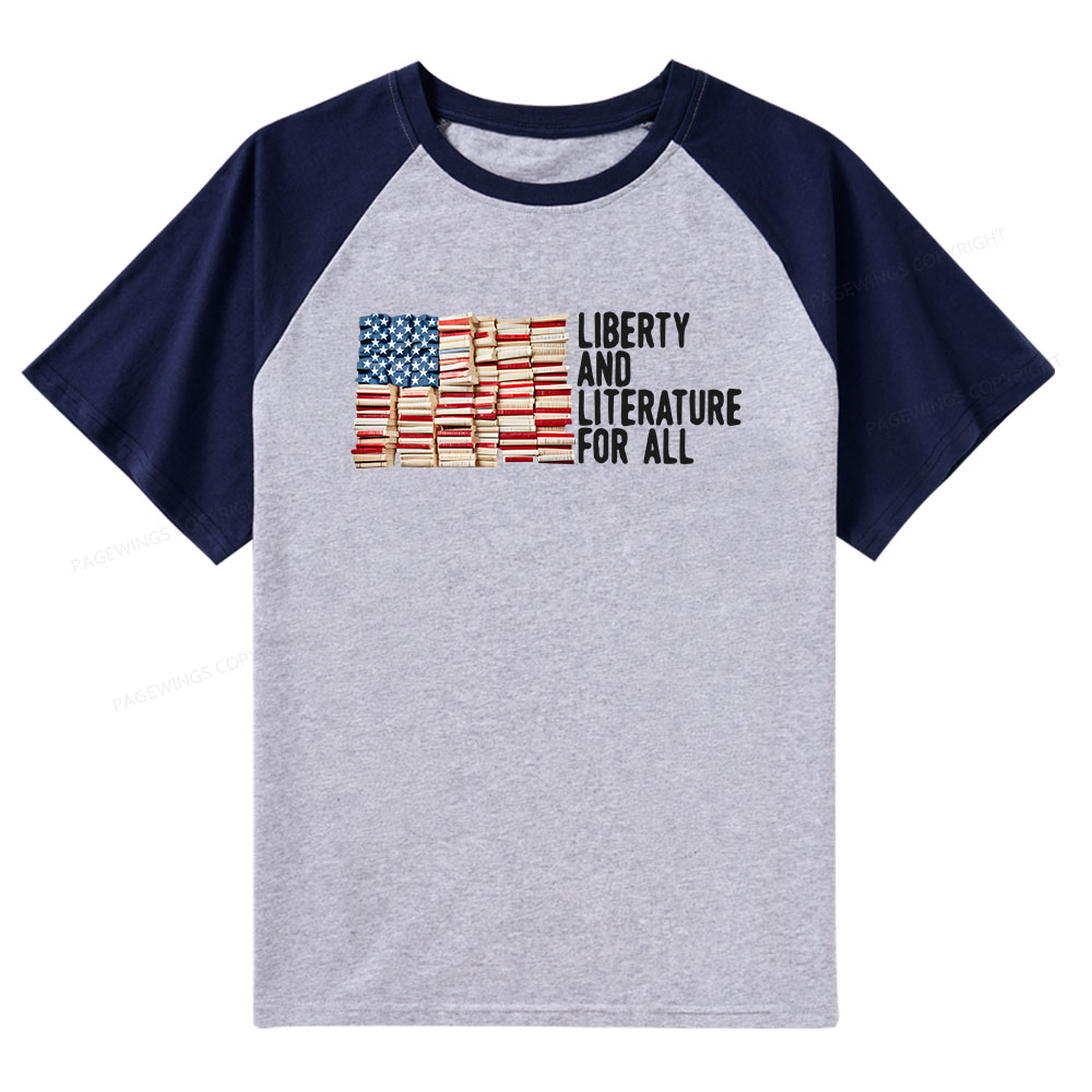 Pagewings Liberty And Literature For All Raglan T-shirt