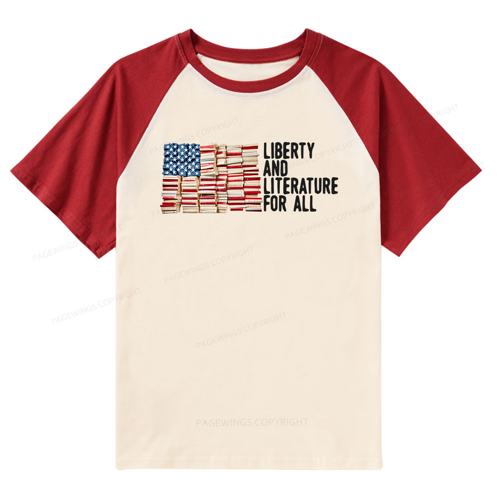 Pagewings Liberty And Literature For All Raglan T-shirt