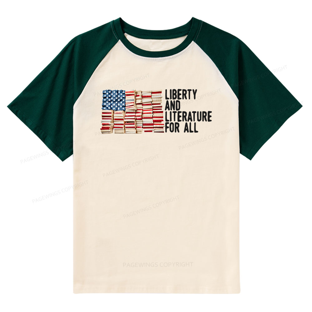 Pagewings Liberty And Literature For All Raglan T-shirt