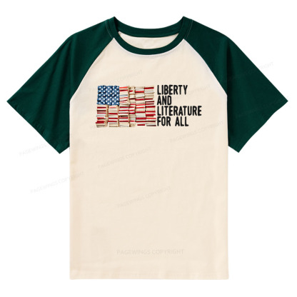 Pagewings Liberty And Literature For All Raglan T-shirt