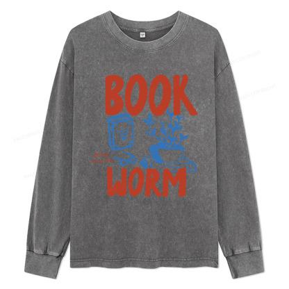 Pagewings Bookworm Unisex Washed Long Sleeve T-shirt