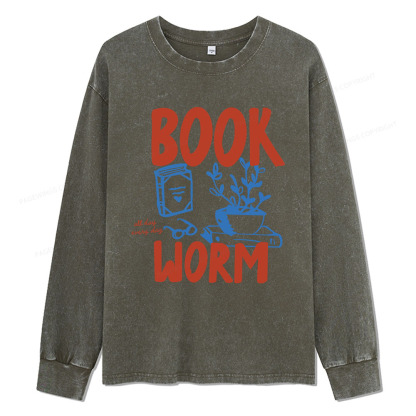 Pagewings Bookworm Unisex Washed Long Sleeve T-shirt