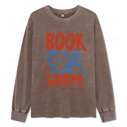 Pagewings Bookworm Unisex Washed Long Sleeve T-shirt