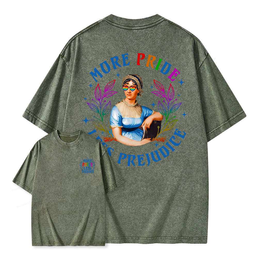 Pagewings More Pride Less Prejudice Equal Rights Unisex Washed T-shirt