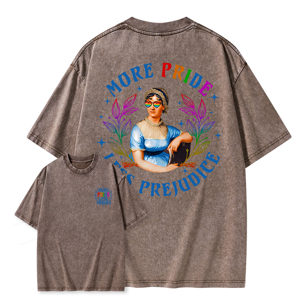 Pagewings More Pride Less Prejudice Equal Rights Unisex Washed T-shirt