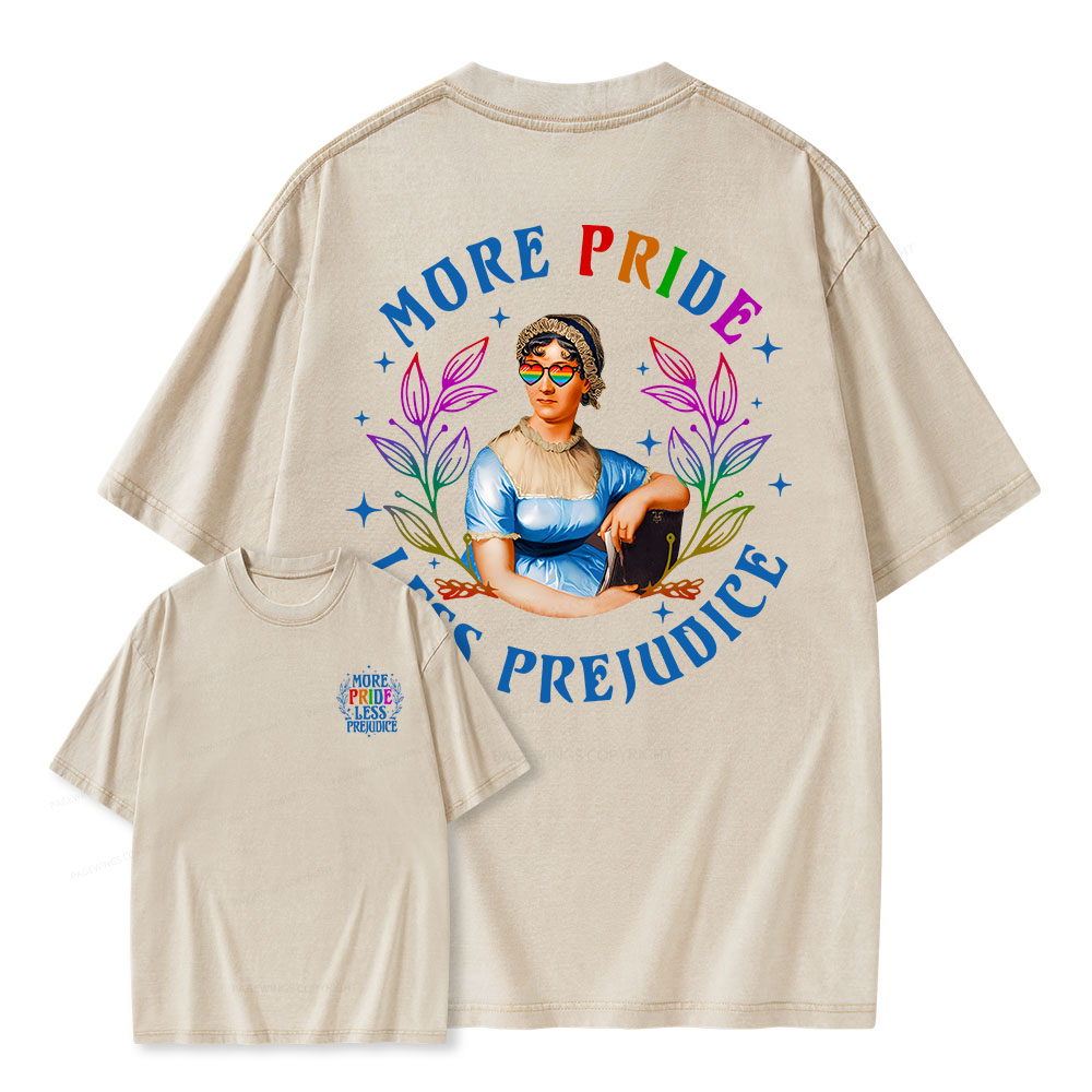 Pagewings More Pride Less Prejudice Equal Rights Unisex Washed T-shirt