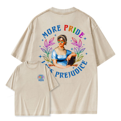 Pagewings More Pride Less Prejudice Equal Rights Unisex Washed T-shirt