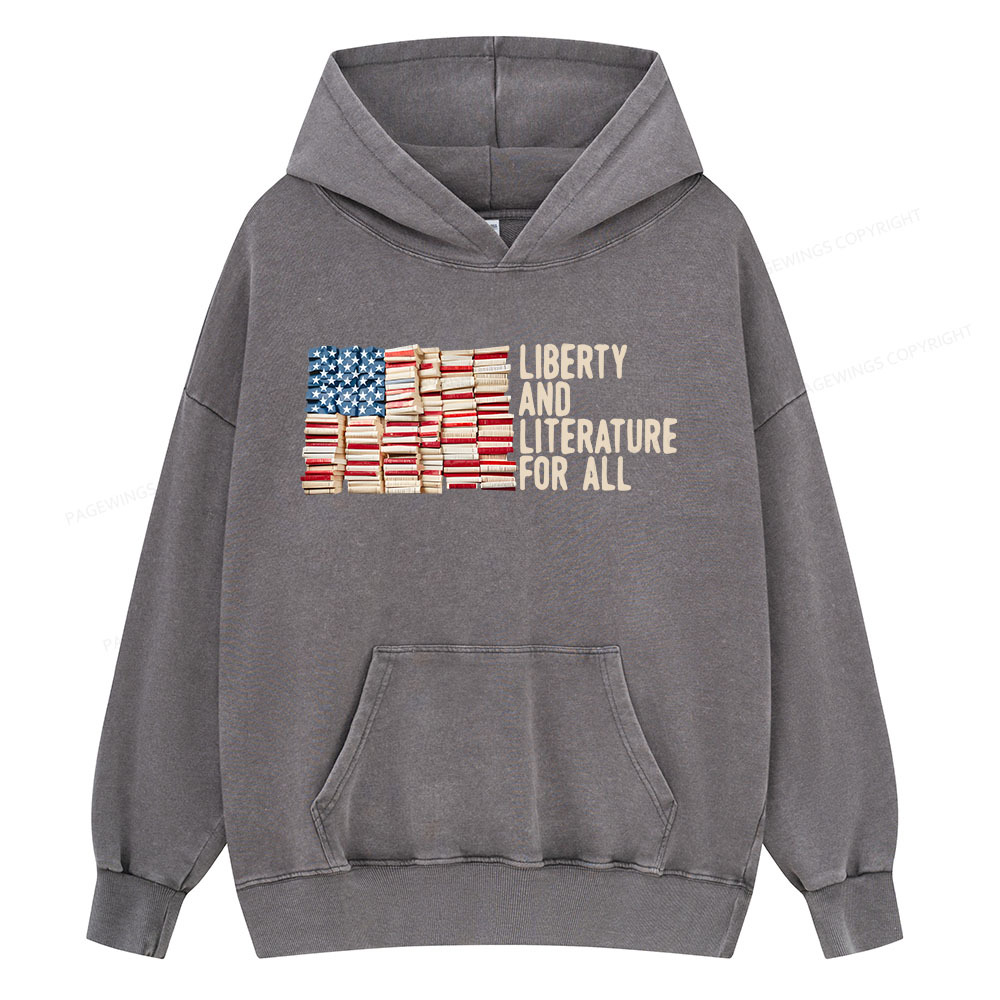 Pagewings Liberty And Literature For All Unisex Washed Hoodie