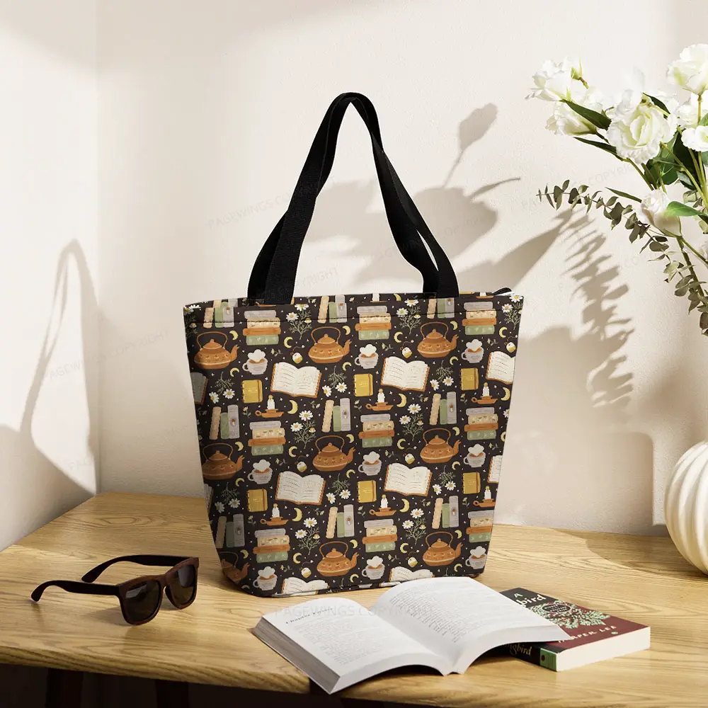 Pagewings It's A Good Day To Read A Book Large Zippered Tote Bag