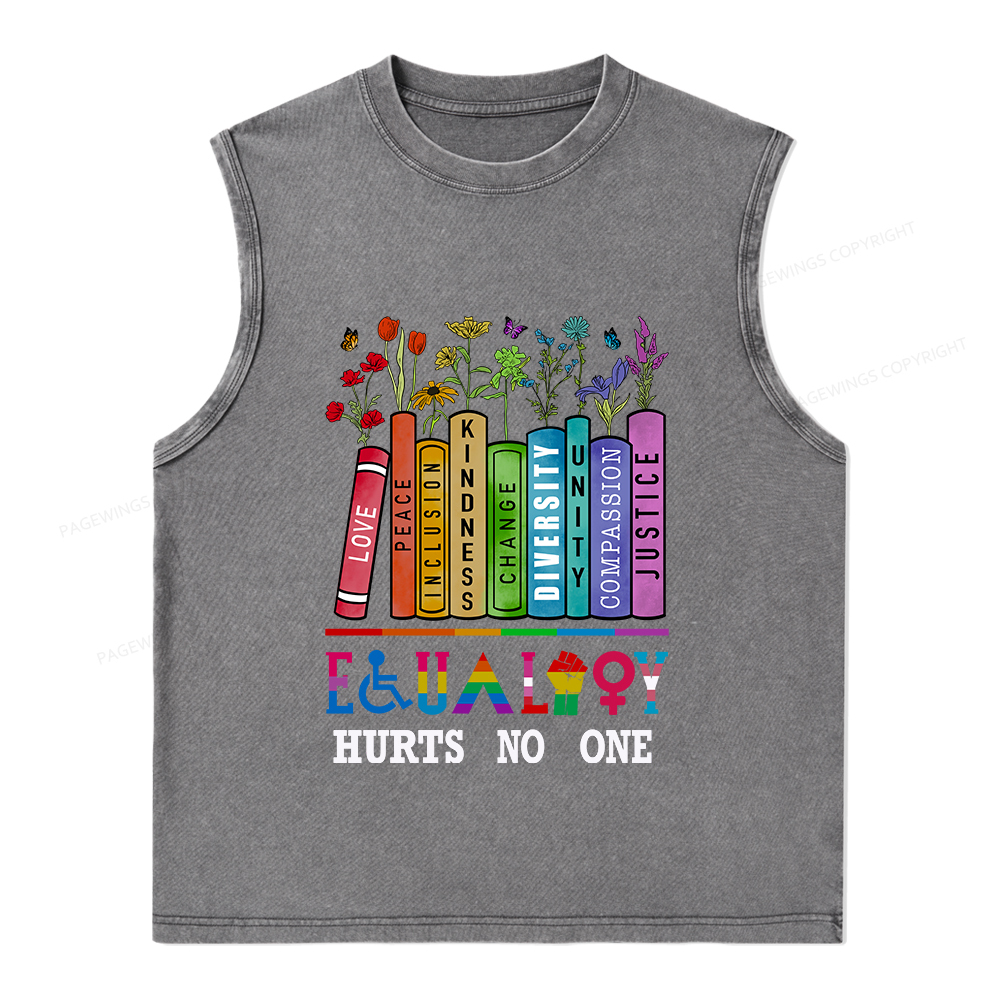 Pagewings Equality Hurts No One Unisex Washed Tank Top