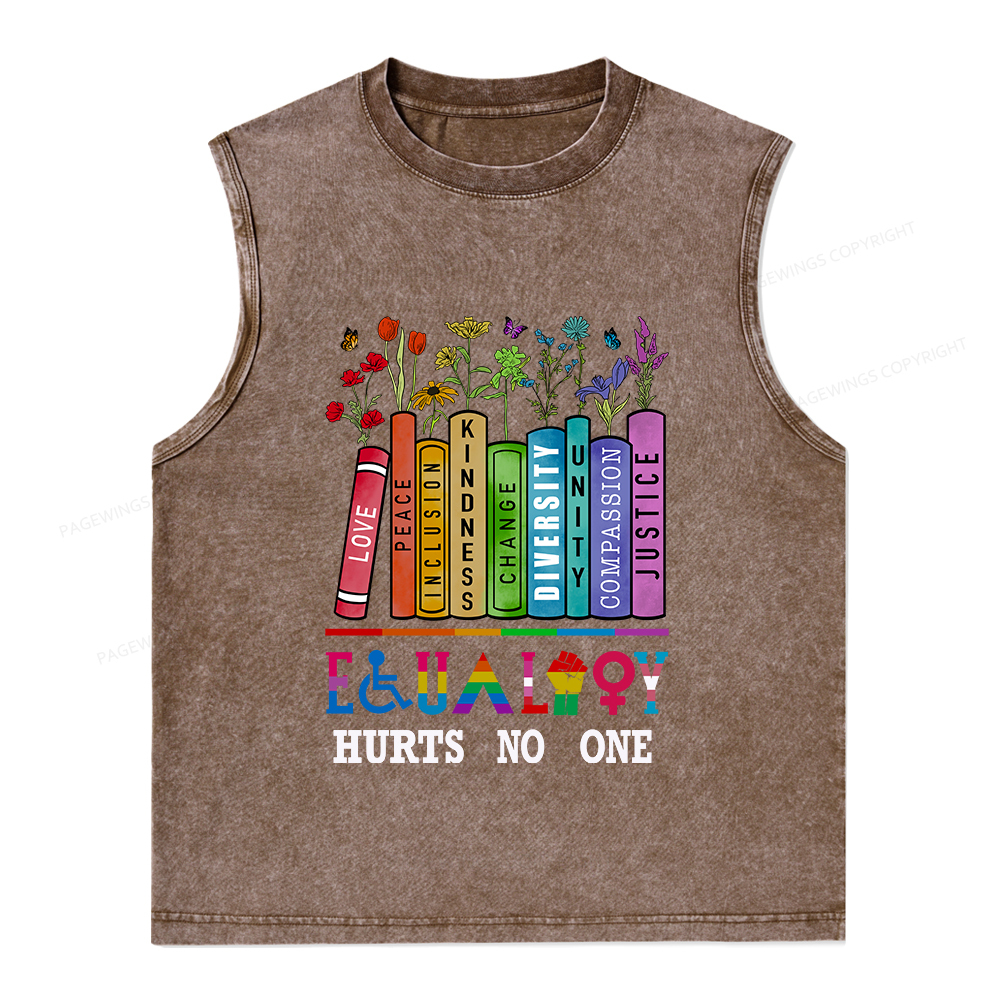 Pagewings Equality Hurts No One Unisex Washed Tank Top