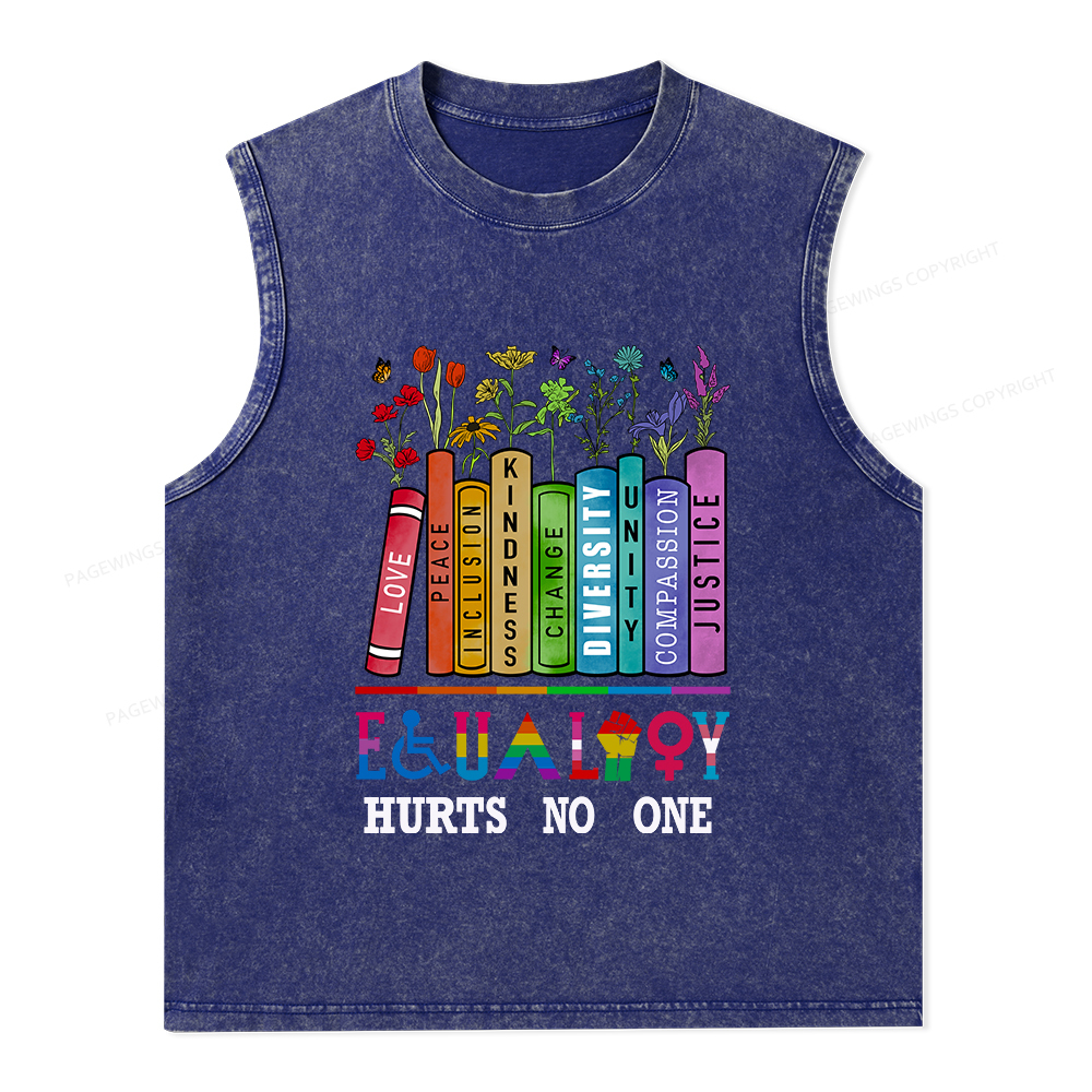 Pagewings Equality Hurts No One Unisex Washed Tank Top