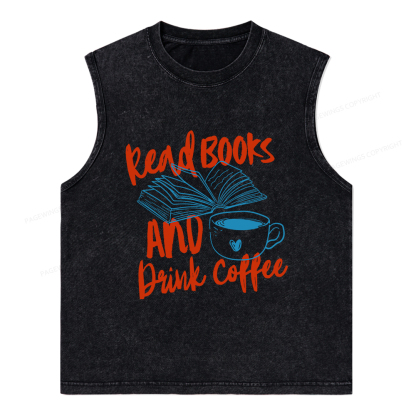 Pagewings Read Books And Drink Coffee Bookish Unisex Washed Tank Top