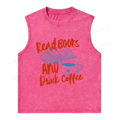 Pagewings Read Books And Drink Coffee Bookish Unisex Washed Tank Top