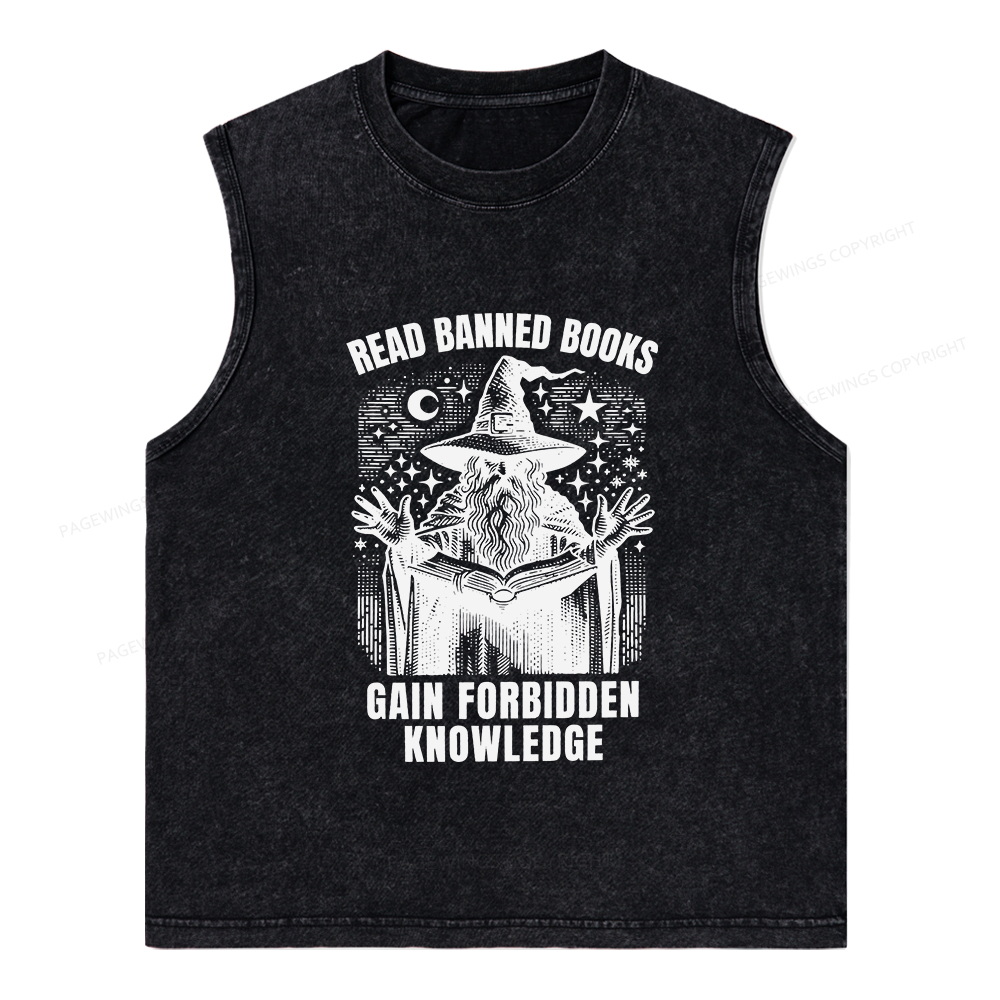 Pagewings Read Banned Books Gain Forbidden Knowledge Unisex Washed Tank Top