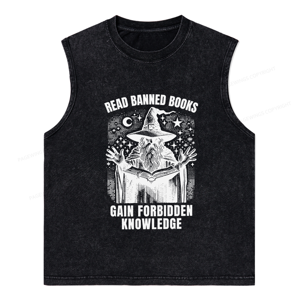 Pagewings Read Banned Books Gain Forbidden Knowledge Unisex Washed Tank Top