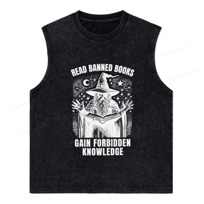 Pagewings Read Banned Books Gain Forbidden Knowledge Unisex Washed Tank Top